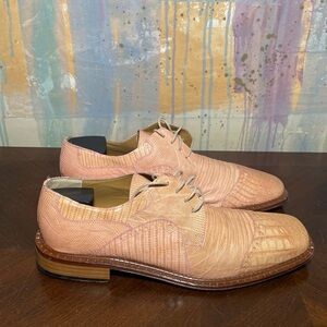 David Eden Genuine Crocodile Lizardskin Squared Toe Mens dress shoes  9.5